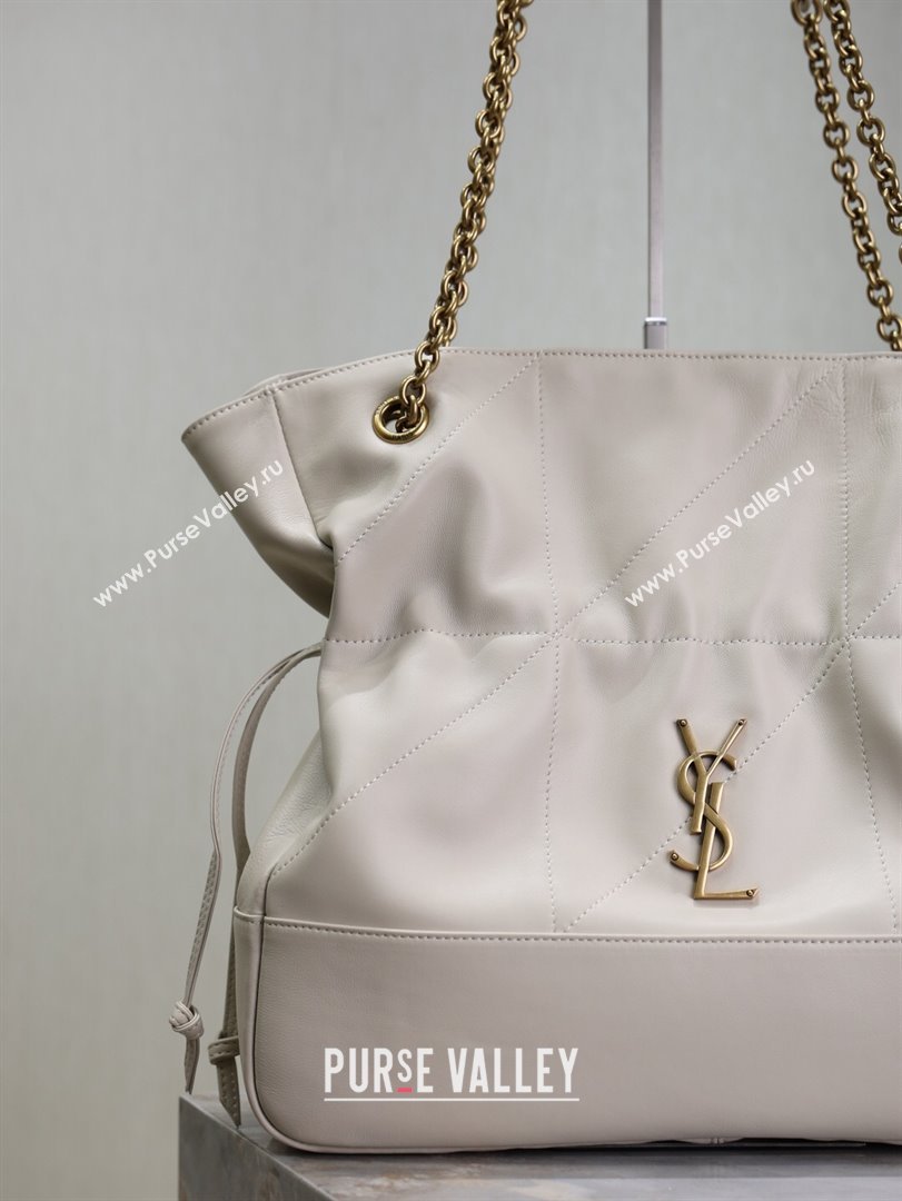 Saint Laurent Jamie Shopping Bag in Lambskin White 2025 809824 (YY-250802007)