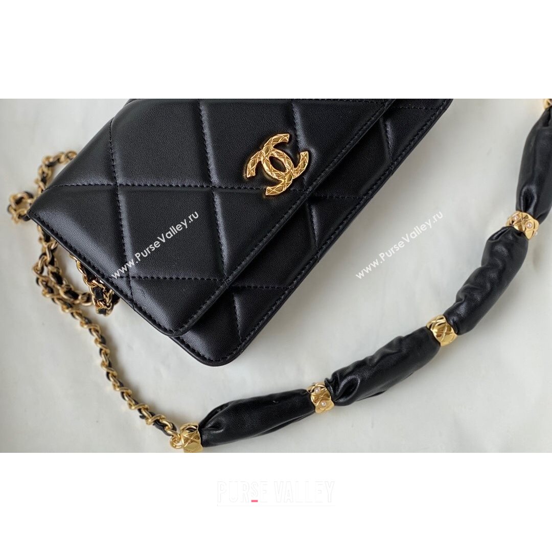 Chanel Lambskin Wallet on Chain WOC with Rings AP2236 Black 2021 TOP (SM-21082720)