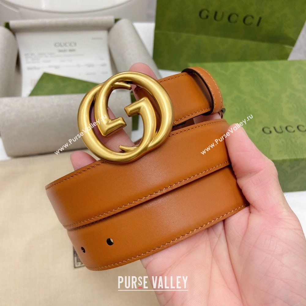 Gucci Smooth Calfskin Belt 3cm G120605 Brown 2024 (YANG-24120605)