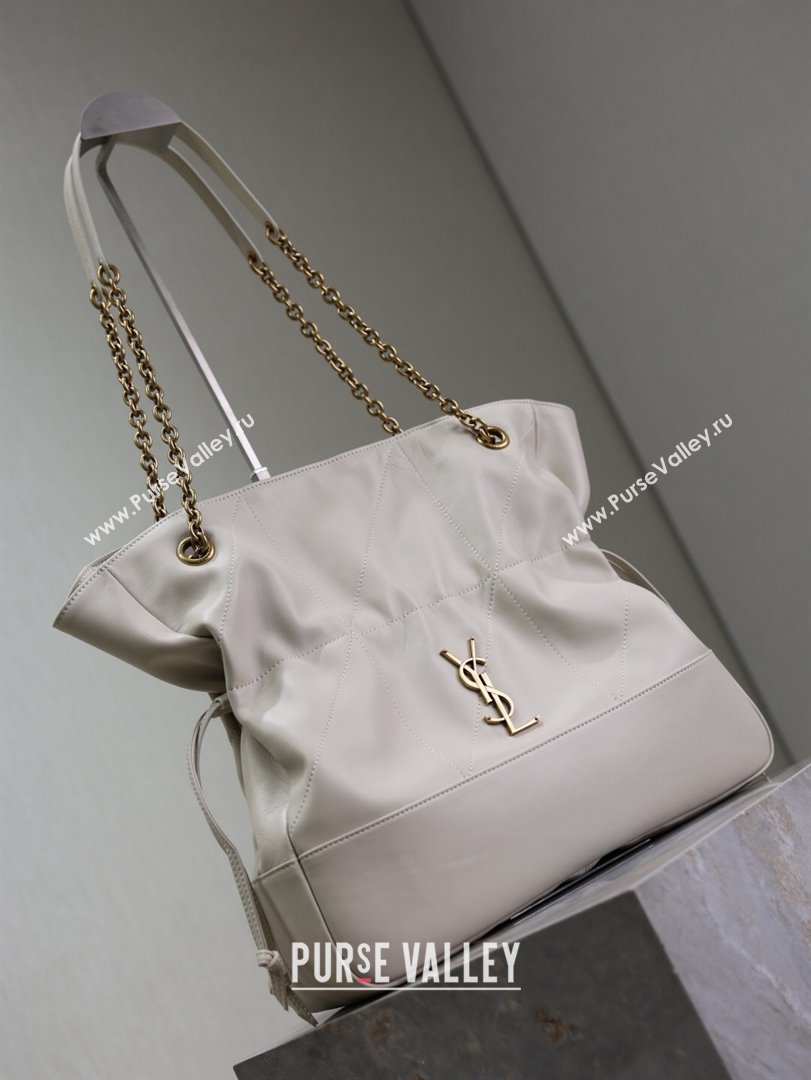 Saint Laurent Jamie Shopping Bag in Lambskin White 2025 809824 (YY-250802007)