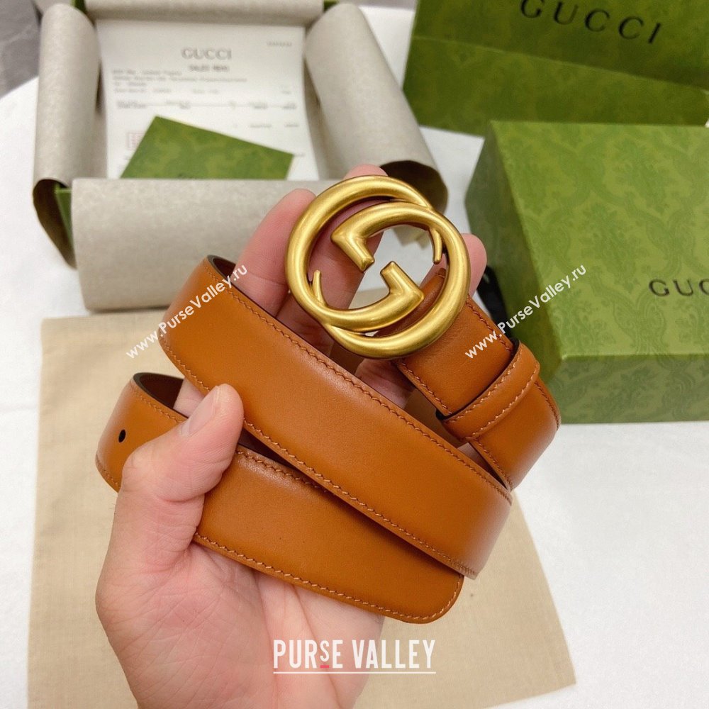 Gucci Smooth Calfskin Belt 3cm G120605 Brown 2024 (YANG-24120605)