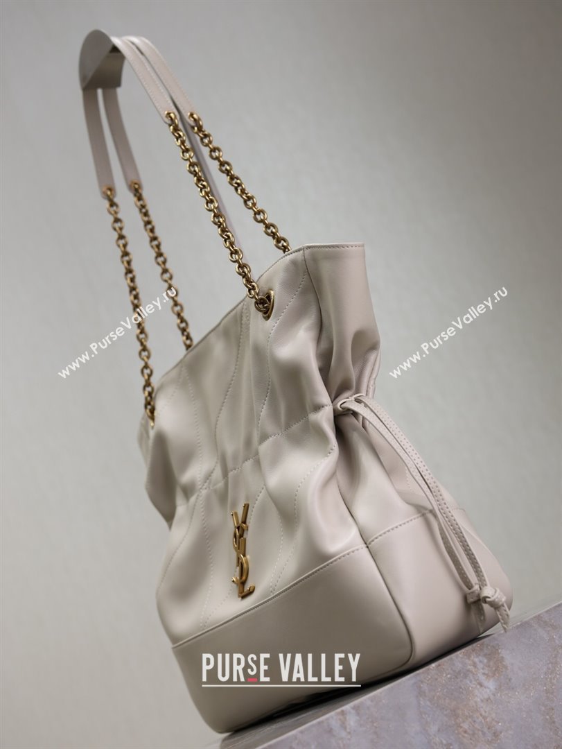 Saint Laurent Jamie Shopping Bag in Lambskin White 2025 809824 (YY-250802007)