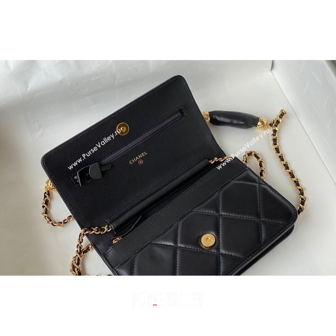 Chanel Lambskin Wallet on Chain WOC with Rings AP2236 Black 2021 TOP (SM-21082720)