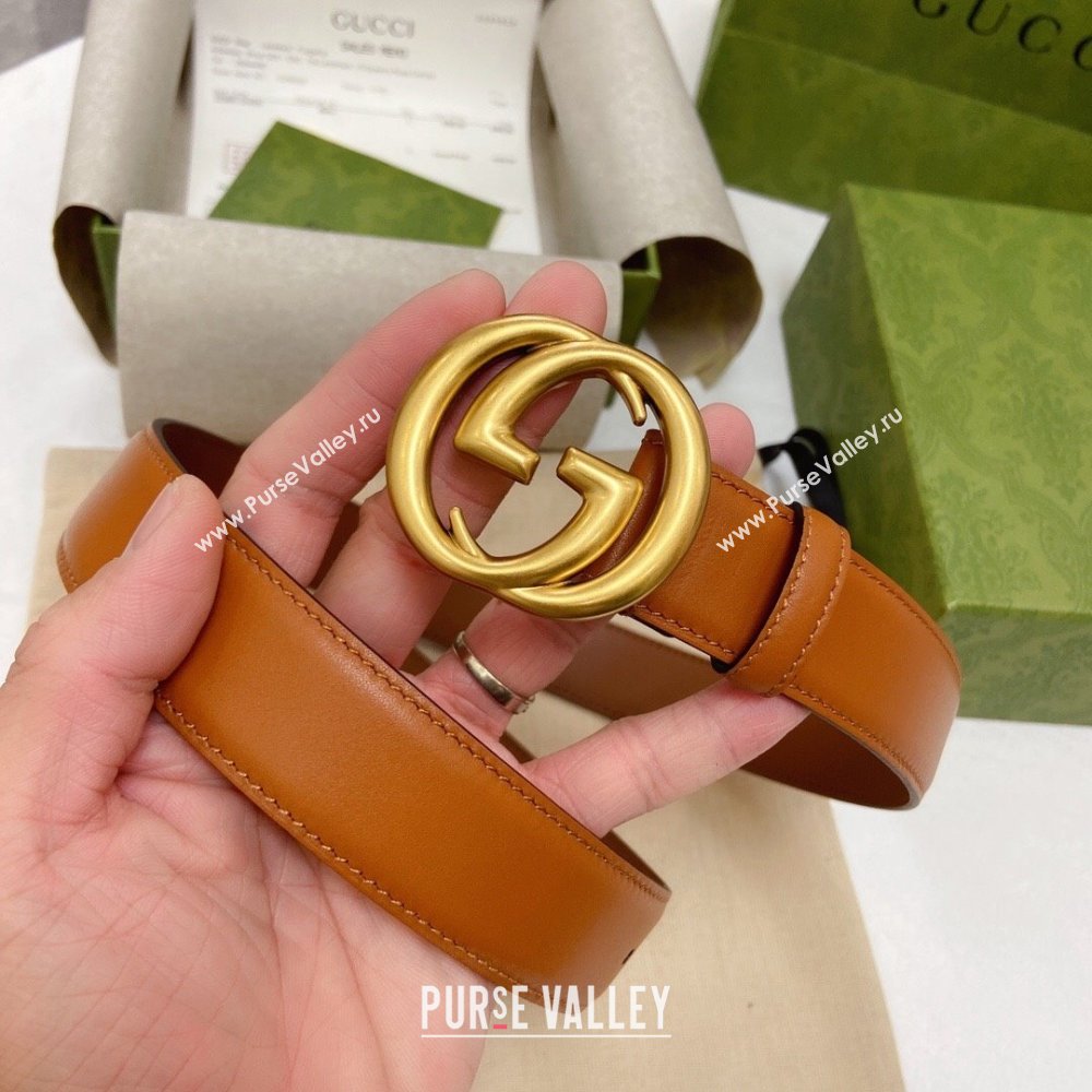 Gucci Smooth Calfskin Belt 3cm G120605 Brown 2024 (YANG-24120605)