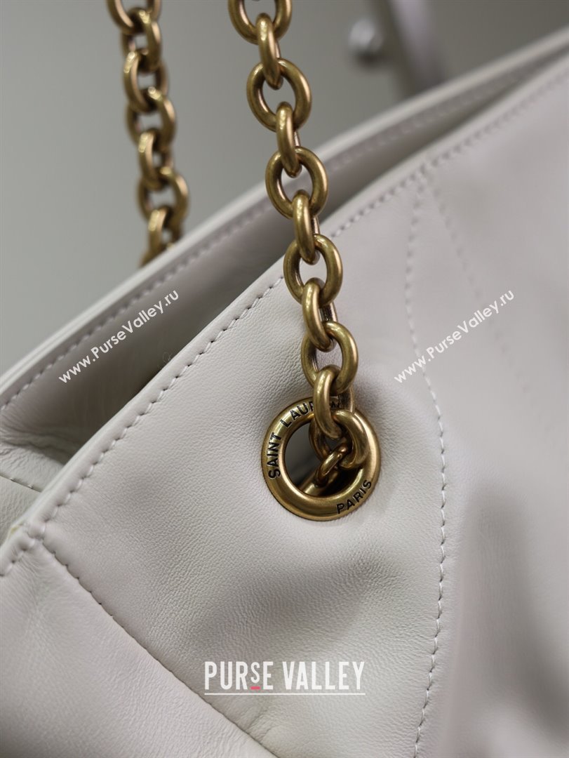Saint Laurent Jamie Shopping Bag in Lambskin White 2025 809824 (YY-250802007)
