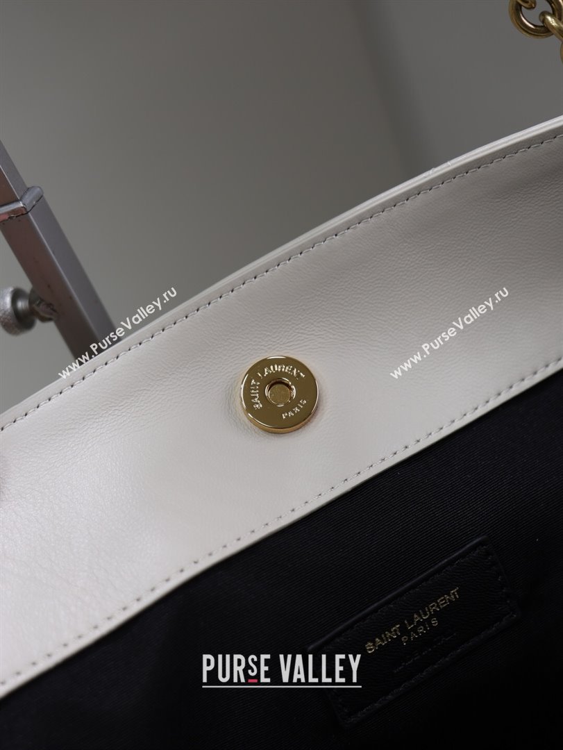 Saint Laurent Jamie Shopping Bag in Lambskin White 2025 809824 (YY-250802007)