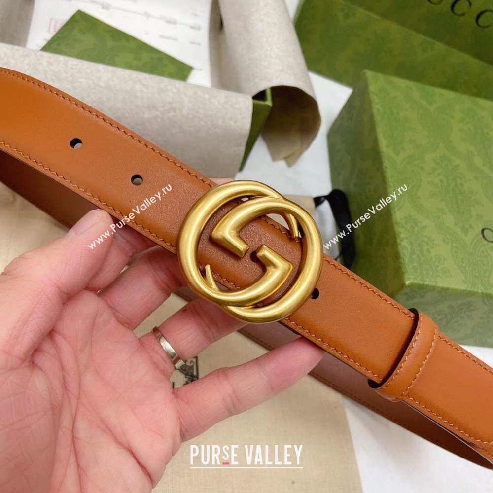 Gucci Smooth Calfskin Belt 3cm G120605 Brown 2024 (YANG-24120605)