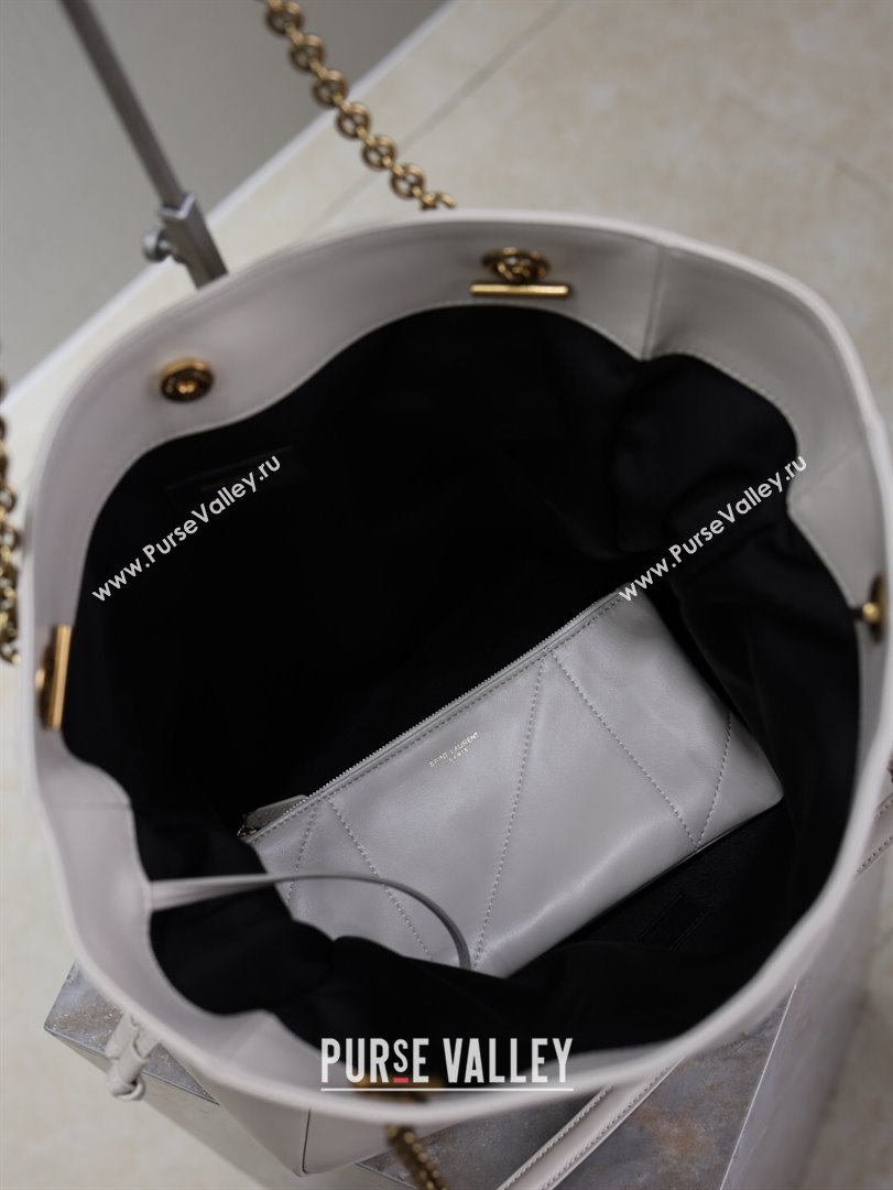 Saint Laurent Jamie Shopping Bag in Lambskin White 2025 809824 (YY-250802007)