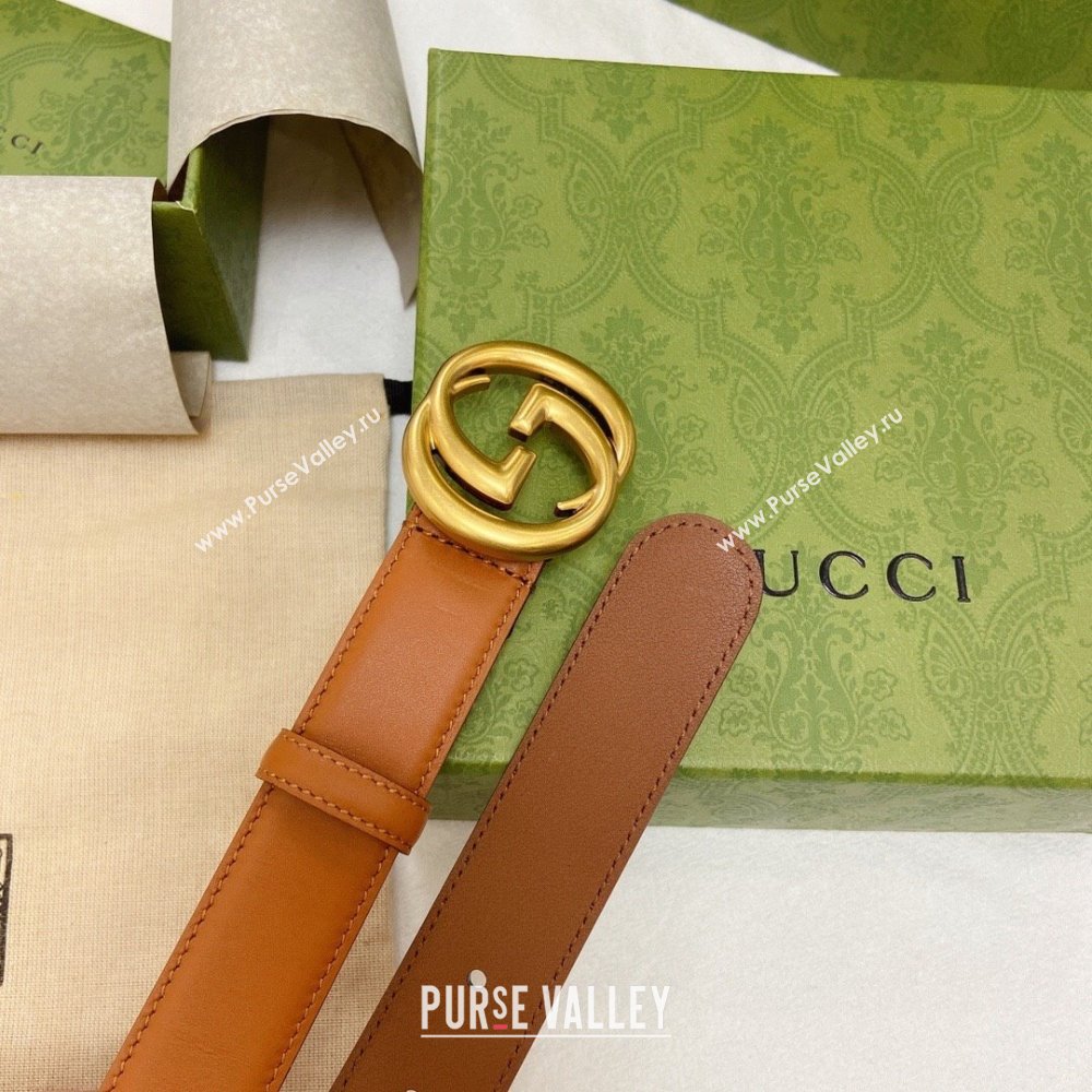 Gucci Smooth Calfskin Belt 3cm G120605 Brown 2024 (YANG-24120605)