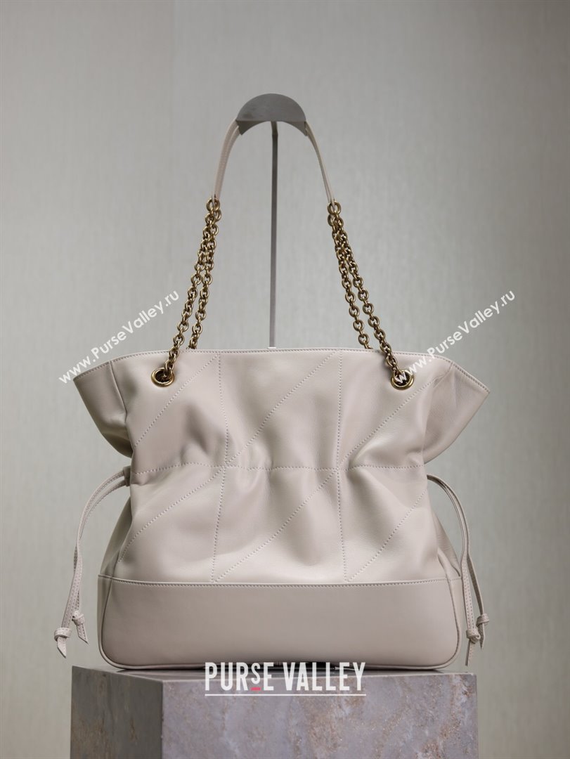 Saint Laurent Jamie Shopping Bag in Lambskin White 2025 809824 (YY-250802007)