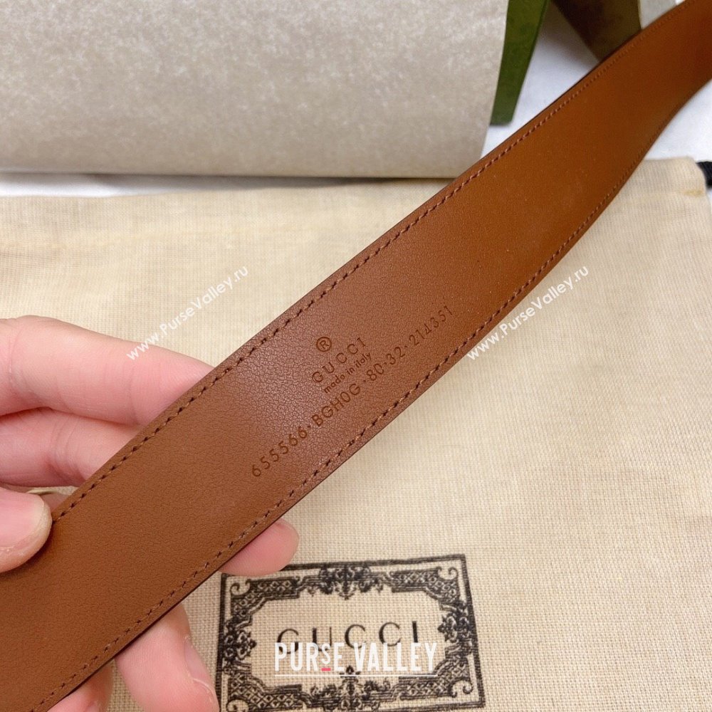 Gucci Smooth Calfskin Belt 3cm G120605 Brown 2024 (YANG-24120605)