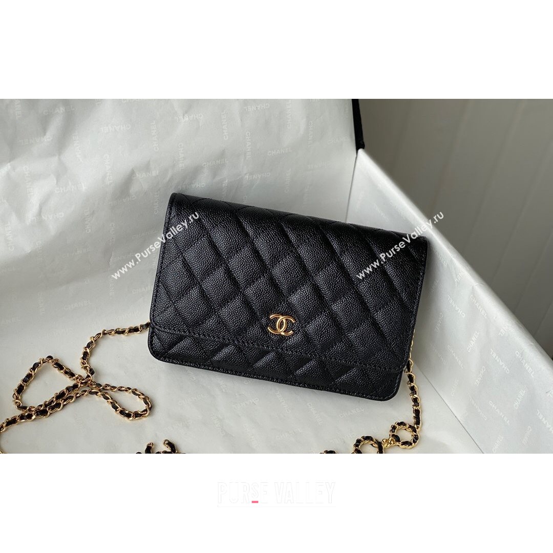 Chanel Grained Calfskin Wallet on COCO Chain WOC AP2298 Black 2021 (SM-21082721)