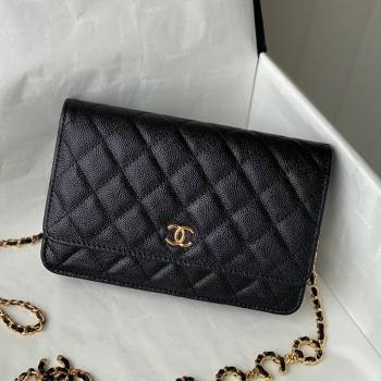 Chanel Grained Calfskin Wallet on COCO Chain WOC AP2298 Black 2021 (SM-21082721)