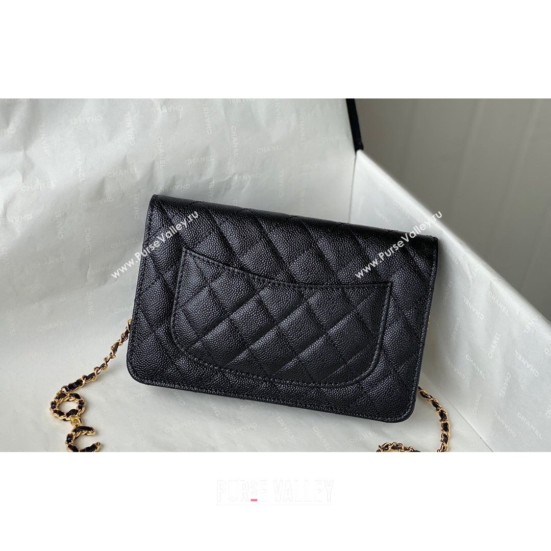 Chanel Grained Calfskin Wallet on COCO Chain WOC AP2298 Black 2021 (SM-21082721)