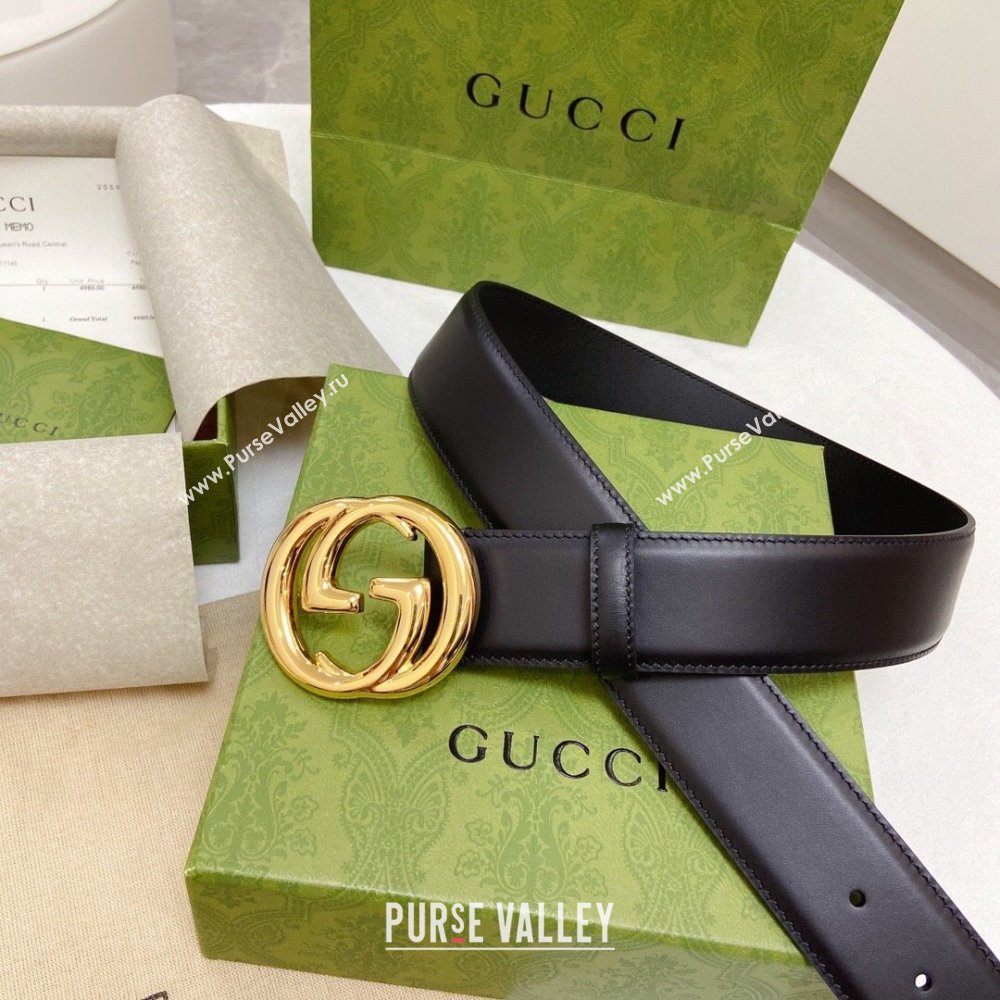 Gucci Smooth Calfskin Belt 4cm G120606 Black 2024 (YANG-24120606)