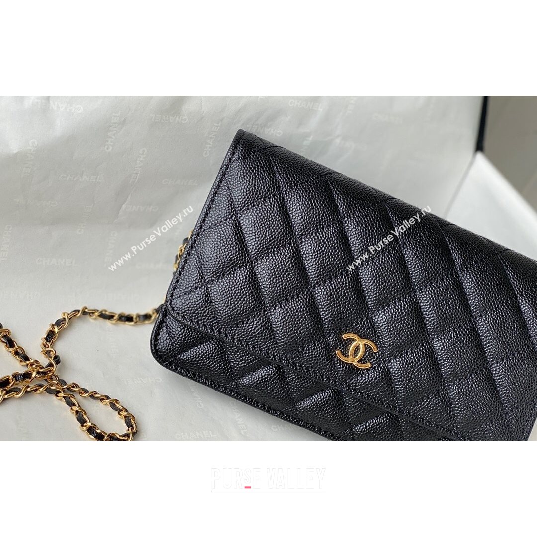 Chanel Grained Calfskin Wallet on COCO Chain WOC AP2298 Black 2021 (SM-21082721)