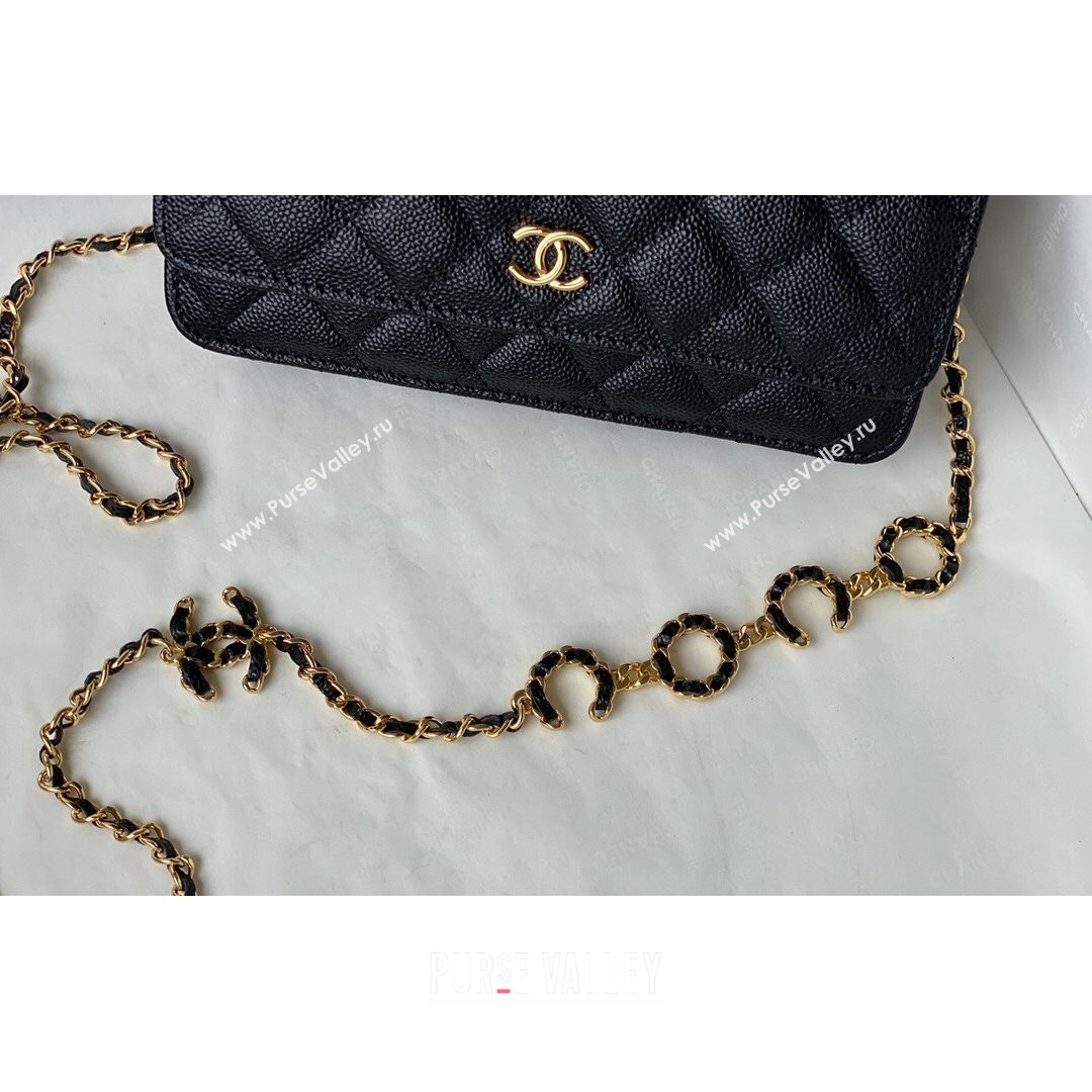 Chanel Grained Calfskin Wallet on COCO Chain WOC AP2298 Black 2021 (SM-21082721)