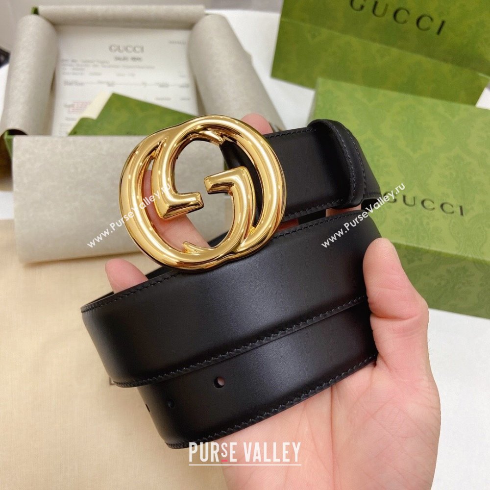 Gucci Smooth Calfskin Belt 4cm G120606 Black 2024 (YANG-24120606)