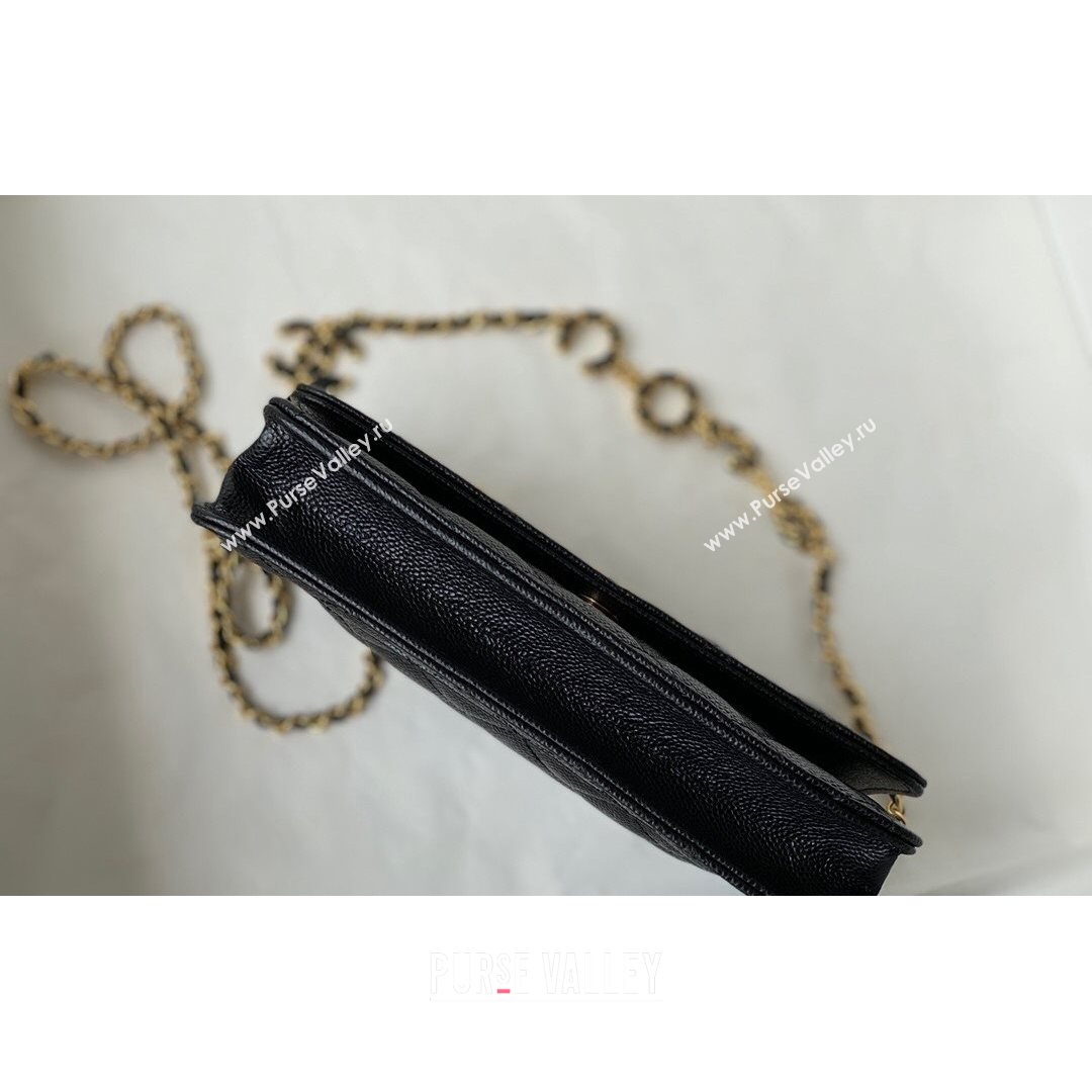 Chanel Grained Calfskin Wallet on COCO Chain WOC AP2298 Black 2021 (SM-21082721)