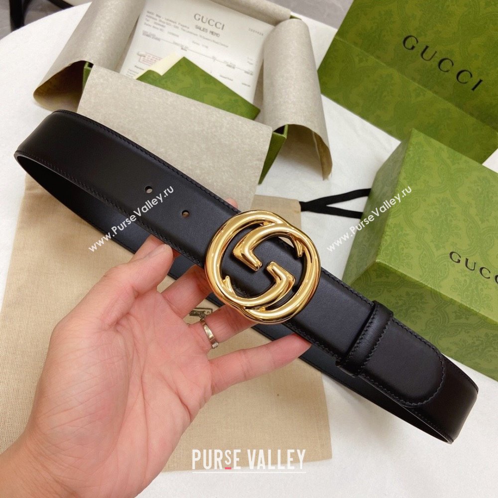 Gucci Smooth Calfskin Belt 4cm G120606 Black 2024 (YANG-24120606)