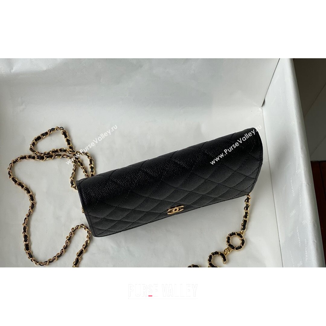 Chanel Grained Calfskin Wallet on COCO Chain WOC AP2298 Black 2021 (SM-21082721)