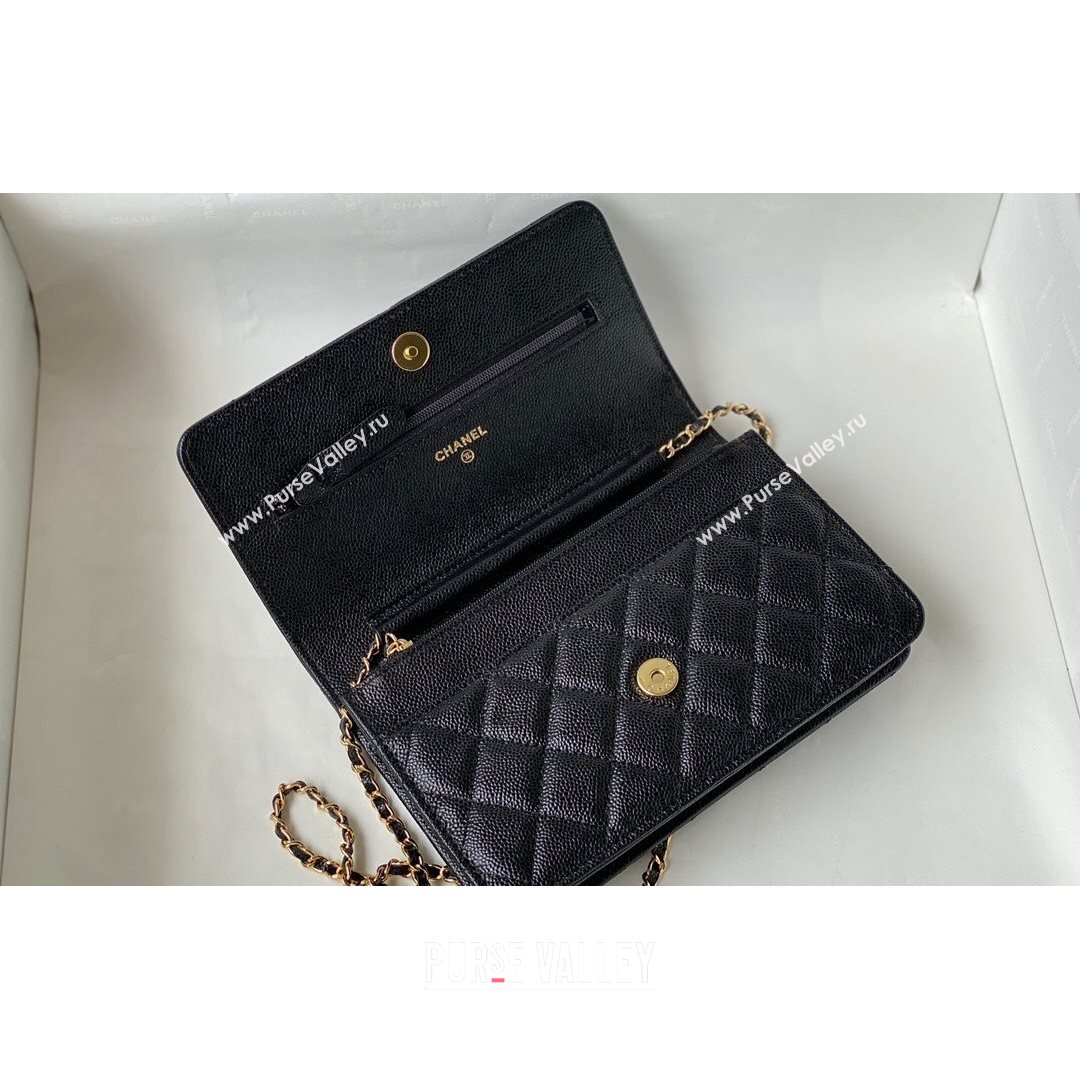 Chanel Grained Calfskin Wallet on COCO Chain WOC AP2298 Black 2021 (SM-21082721)