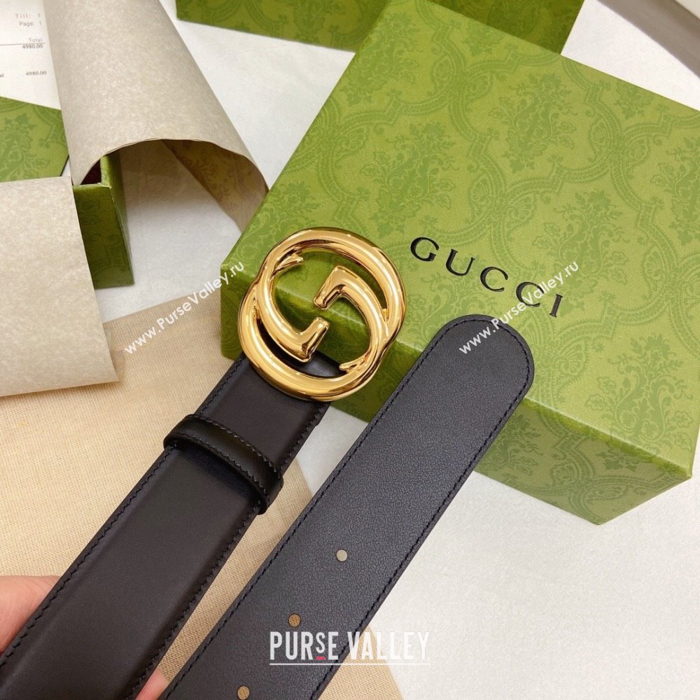 Gucci Smooth Calfskin Belt 4cm G120606 Black 2024 (YANG-24120606)