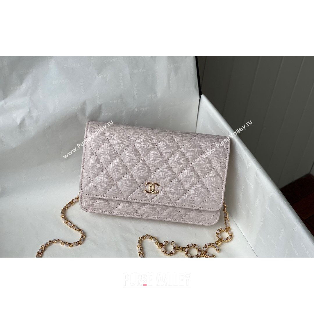 Chanel Grained Calfskin Wallet on COCO Chain WOC AP2298 Light Pink 2021 (SM-21082722)