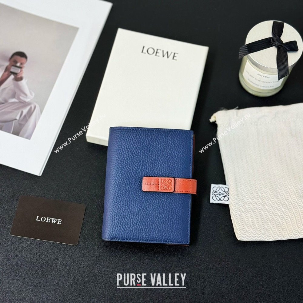 Loewe Bifold Wallet in Grained Calfskin Blue 2024 (HY-24032118)