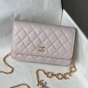 Chanel Grained Calfskin Wallet on COCO Chain WOC AP2298 Light Pink 2021 (SM-21082722)