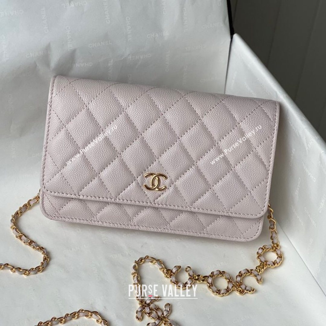 Chanel Grained Calfskin Wallet on COCO Chain WOC AP2298 Light Pink 2021 (SM-21082722)