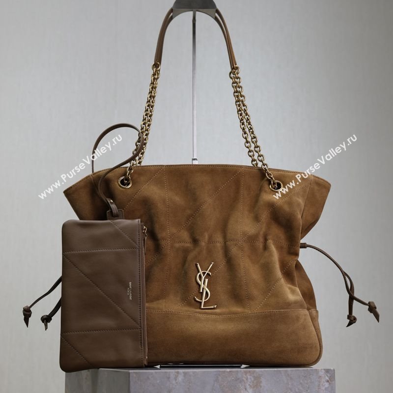 Saint Laurent Jamie Shopping Bag in Suede Brown 2025 809824 (YY-250802009)