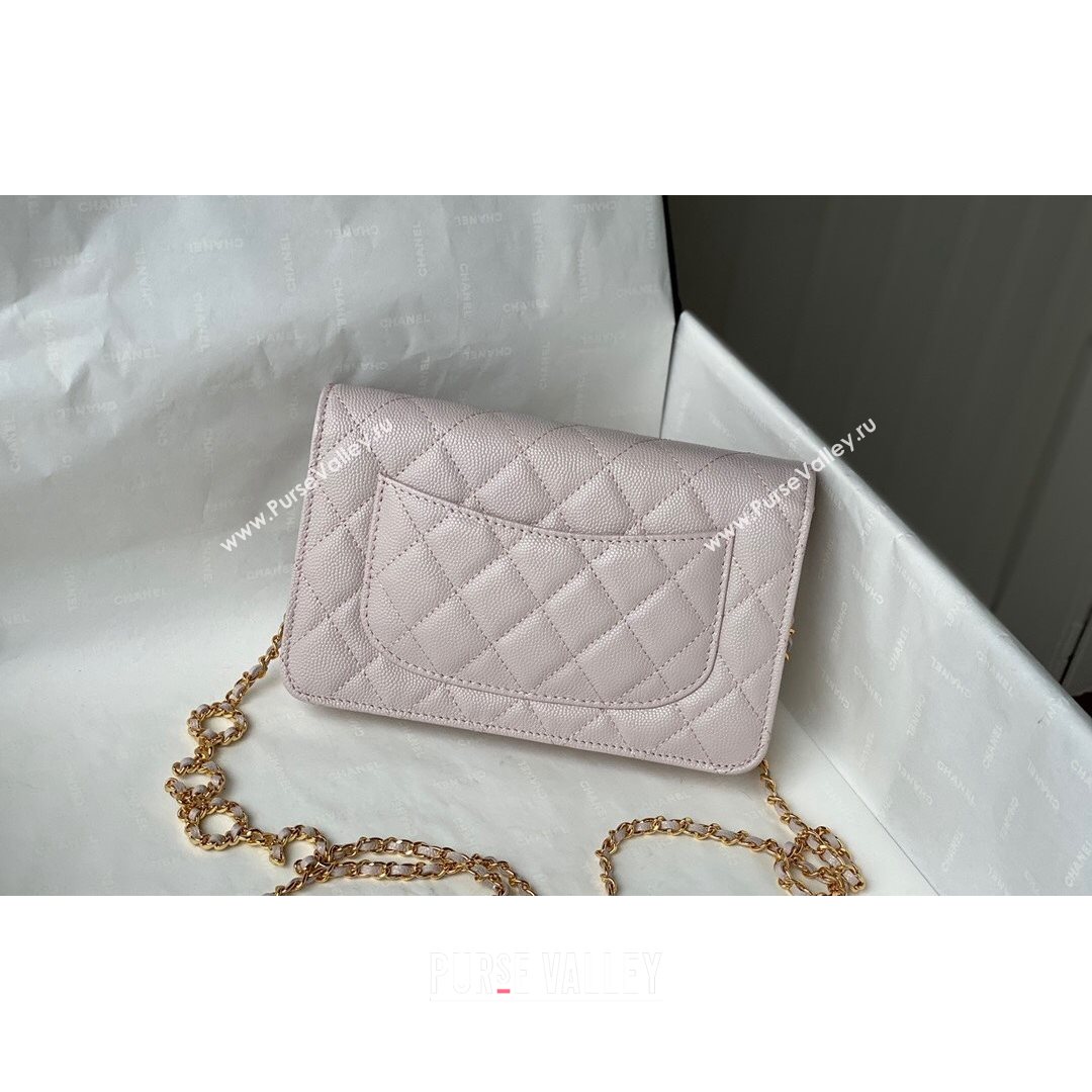 Chanel Grained Calfskin Wallet on COCO Chain WOC AP2298 Light Pink 2021 (SM-21082722)