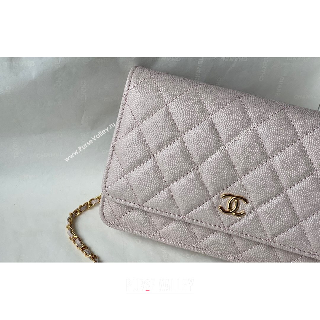 Chanel Grained Calfskin Wallet on COCO Chain WOC AP2298 Light Pink 2021 (SM-21082722)