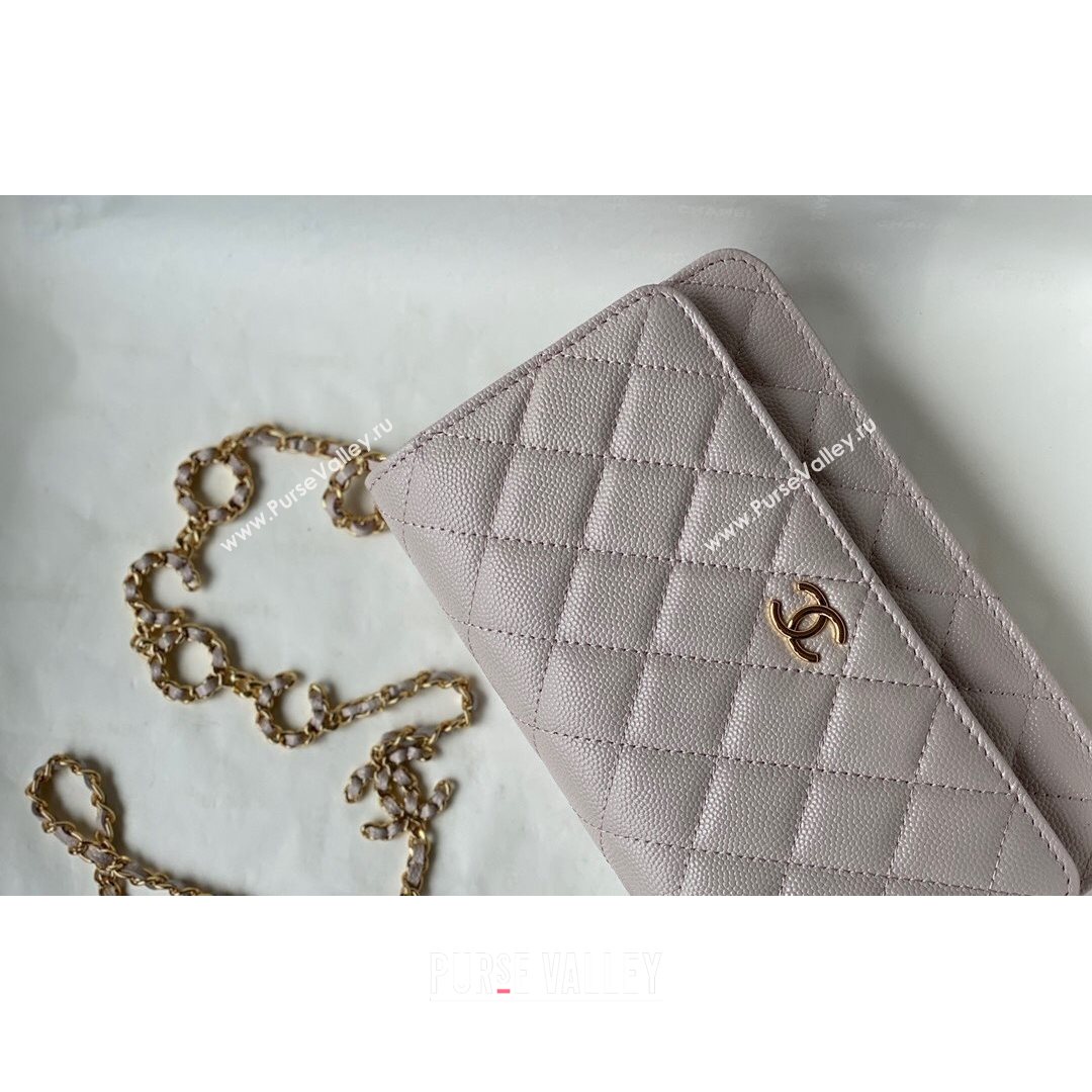 Chanel Grained Calfskin Wallet on COCO Chain WOC AP2298 Light Pink 2021 (SM-21082722)