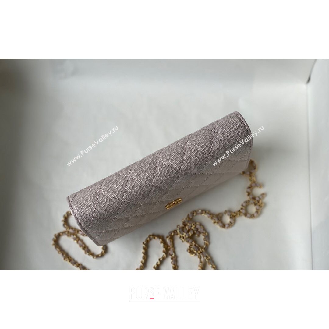 Chanel Grained Calfskin Wallet on COCO Chain WOC AP2298 Light Pink 2021 (SM-21082722)