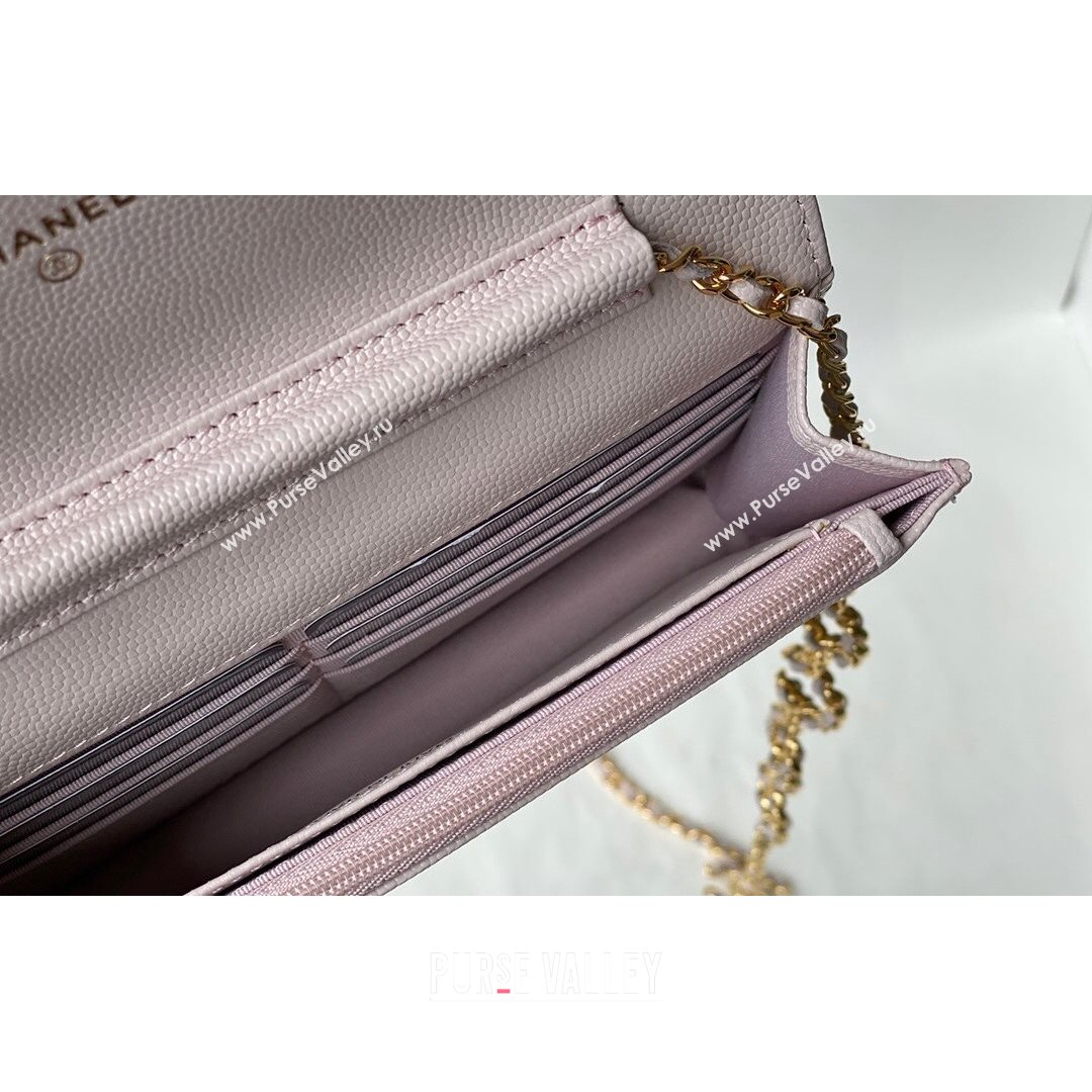 Chanel Grained Calfskin Wallet on COCO Chain WOC AP2298 Light Pink 2021 (SM-21082722)