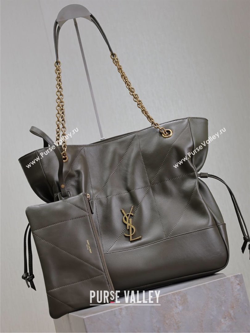 Saint Laurent Jamie Shopping Bag in Lambskin Green 2025 809824 (YY-250802010)