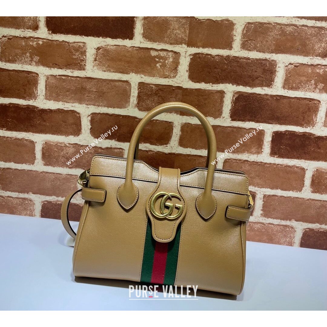 Gucci Small Top Handle Bag with Double G 658450 Brown 2021 (DLH-210825061)