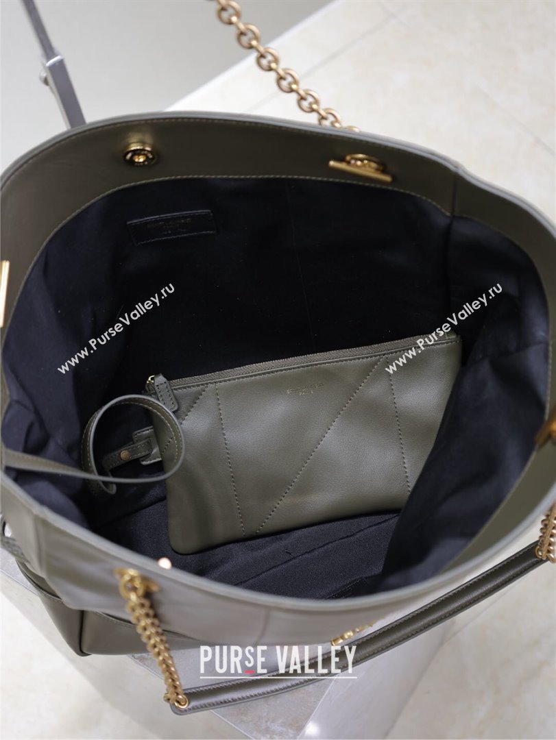 Saint Laurent Jamie Shopping Bag in Lambskin Green 2025 809824 (YY-250802010)