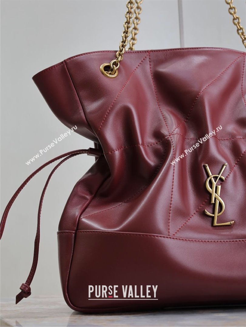 Saint Laurent Jamie Shopping Bag in Lambskin Dark Burgundy 2025 809824 (YY-250802011)