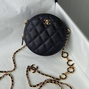 Chanel Grained Calfskin Round Clutch with COCO Chain Black 2021 (SM-21082724)