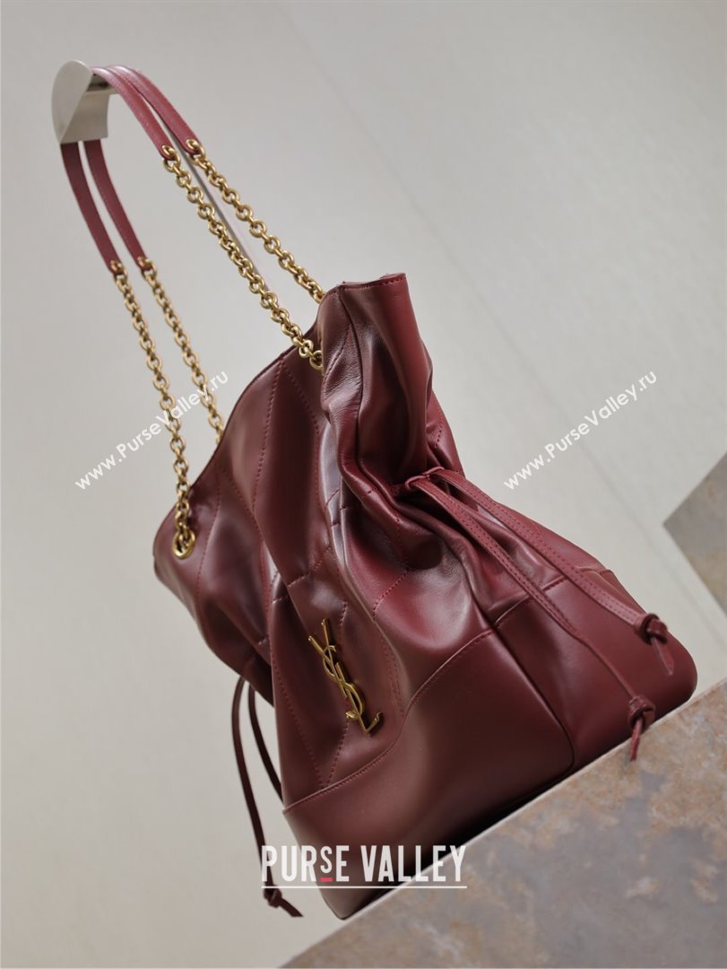 Saint Laurent Jamie Shopping Bag in Lambskin Dark Burgundy 2025 809824 (YY-250802011)