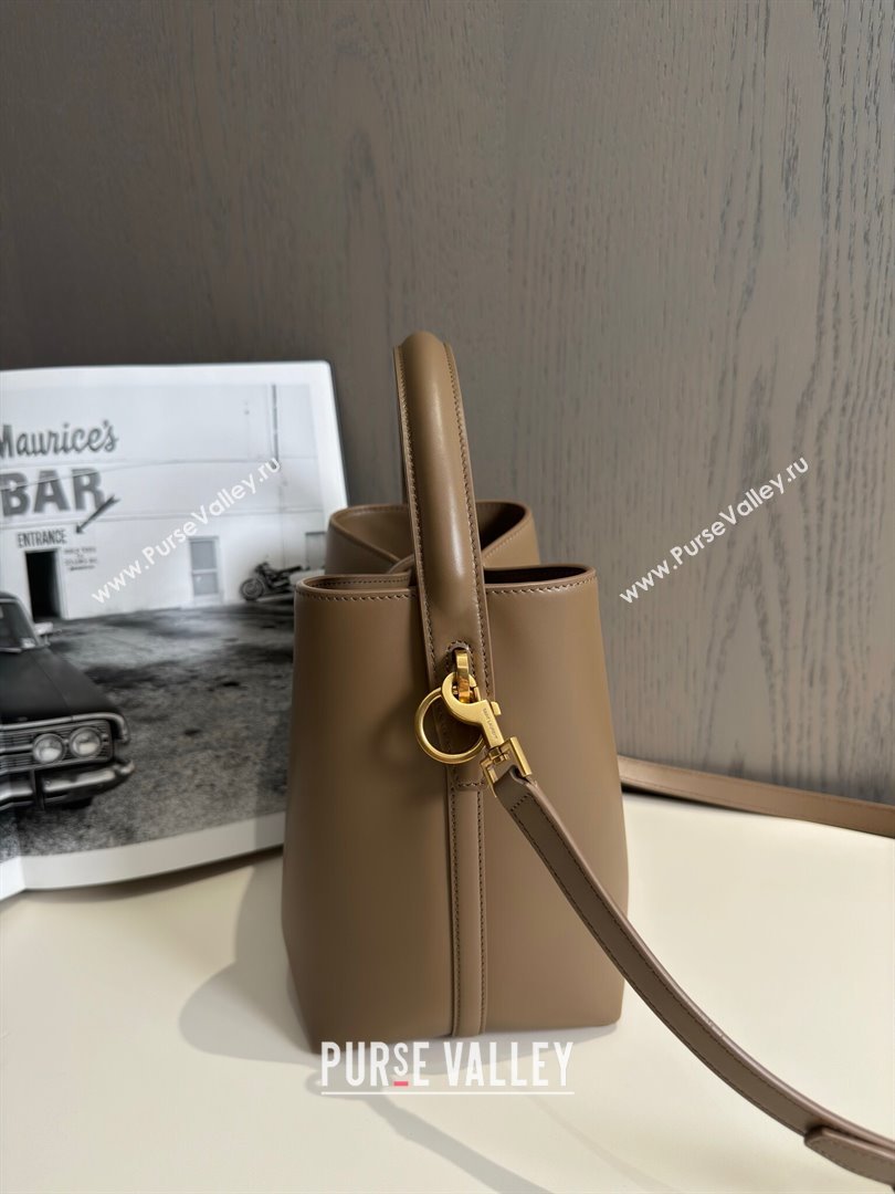 Saint Laurent Le 37 Small Bucket Bag in Shiny Leather 749036 Dark Cork 2024 Top (HONGS-24051409)