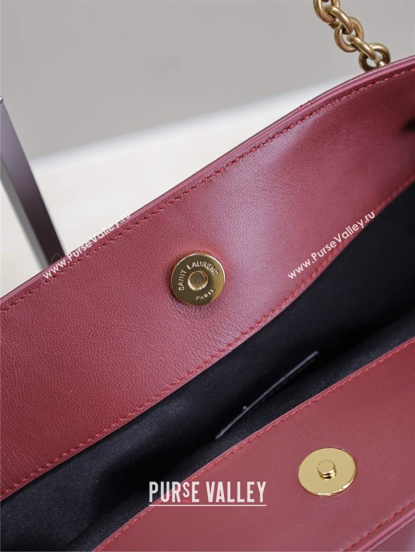 Saint Laurent Jamie Shopping Bag in Lambskin Dark Burgundy 2025 809824 (YY-250802011)