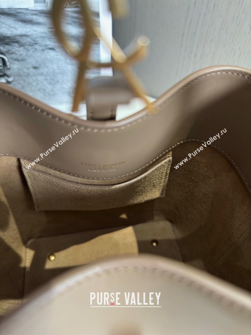 Saint Laurent Le 37 Small Bucket Bag in Shiny Leather 749036 Dark Cork 2024 Top (HONGS-24051409)