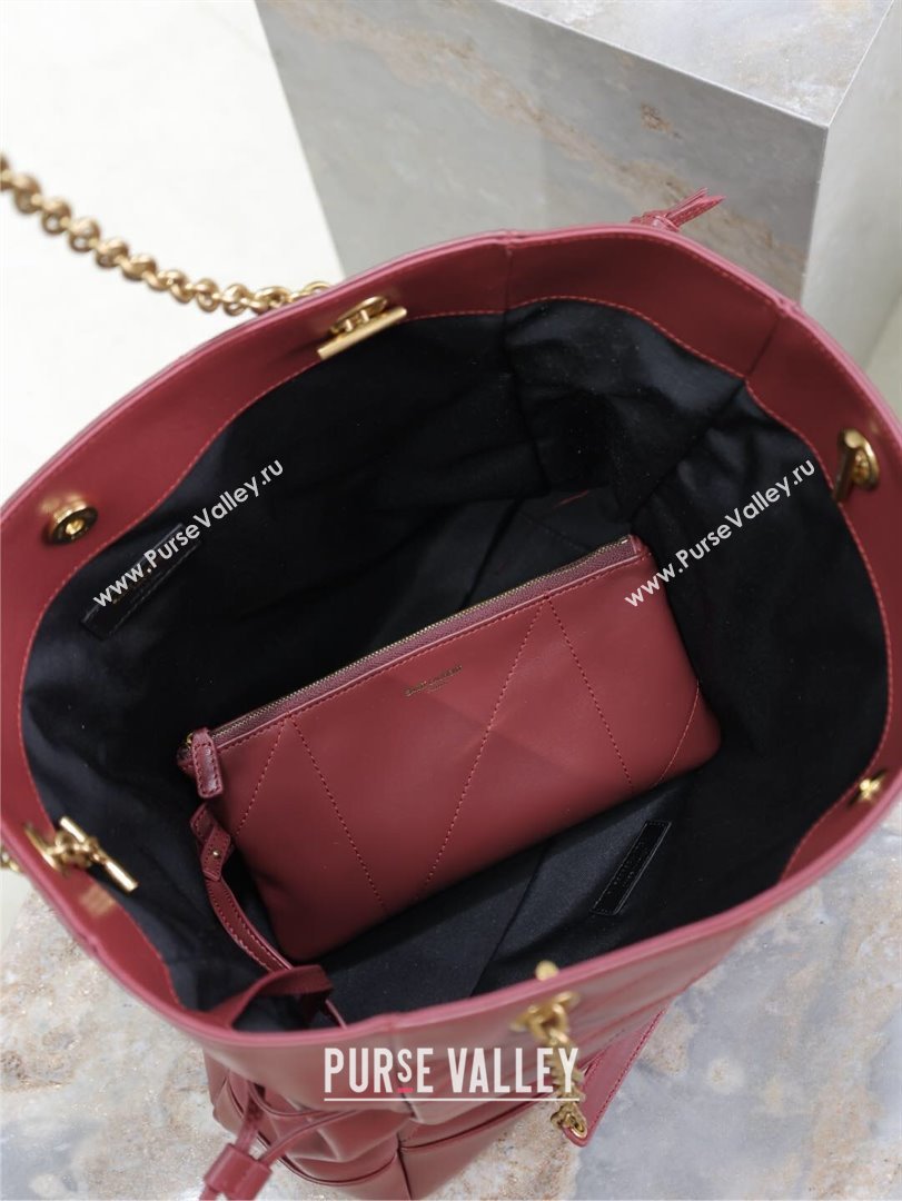 Saint Laurent Jamie Shopping Bag in Lambskin Dark Burgundy 2025 809824 (YY-250802011)