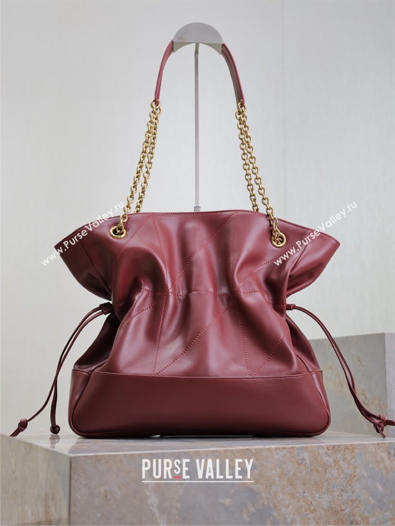 Saint Laurent Jamie Shopping Bag in Lambskin Dark Burgundy 2025 809824 (YY-250802011)