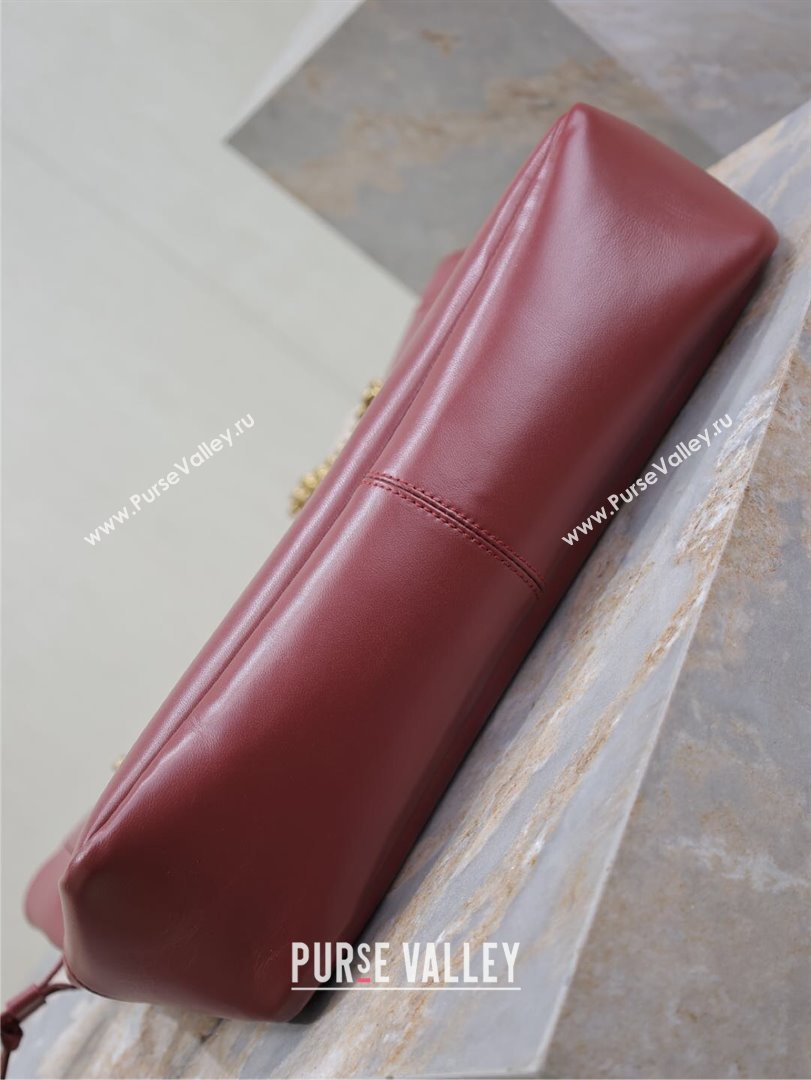 Saint Laurent Jamie Shopping Bag in Lambskin Dark Burgundy 2025 809824 (YY-250802011)