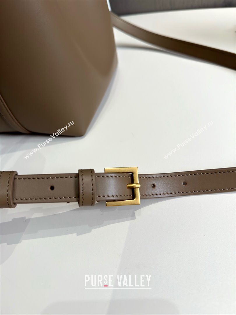 Saint Laurent Le 37 Small Bucket Bag in Shiny Leather 749036 Dark Cork 2024 Top (HONGS-24051409)